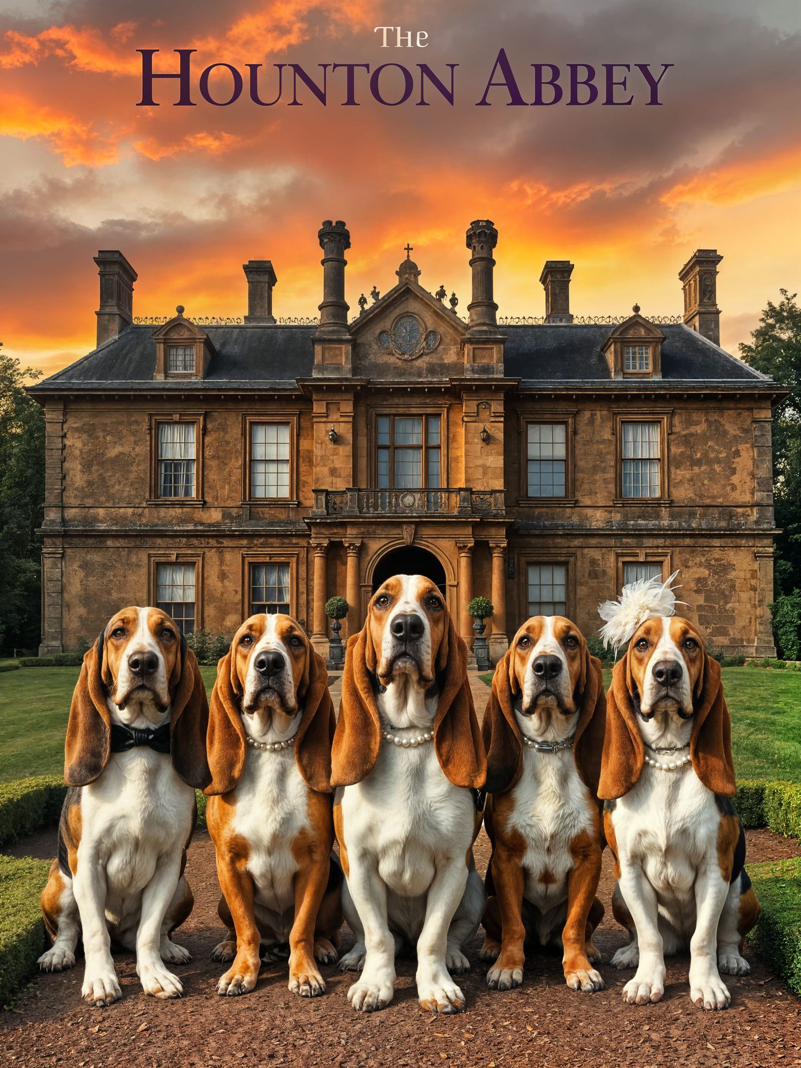 Houndton Abbey: Edwardian Manor with Aristocratic Basset Hou...