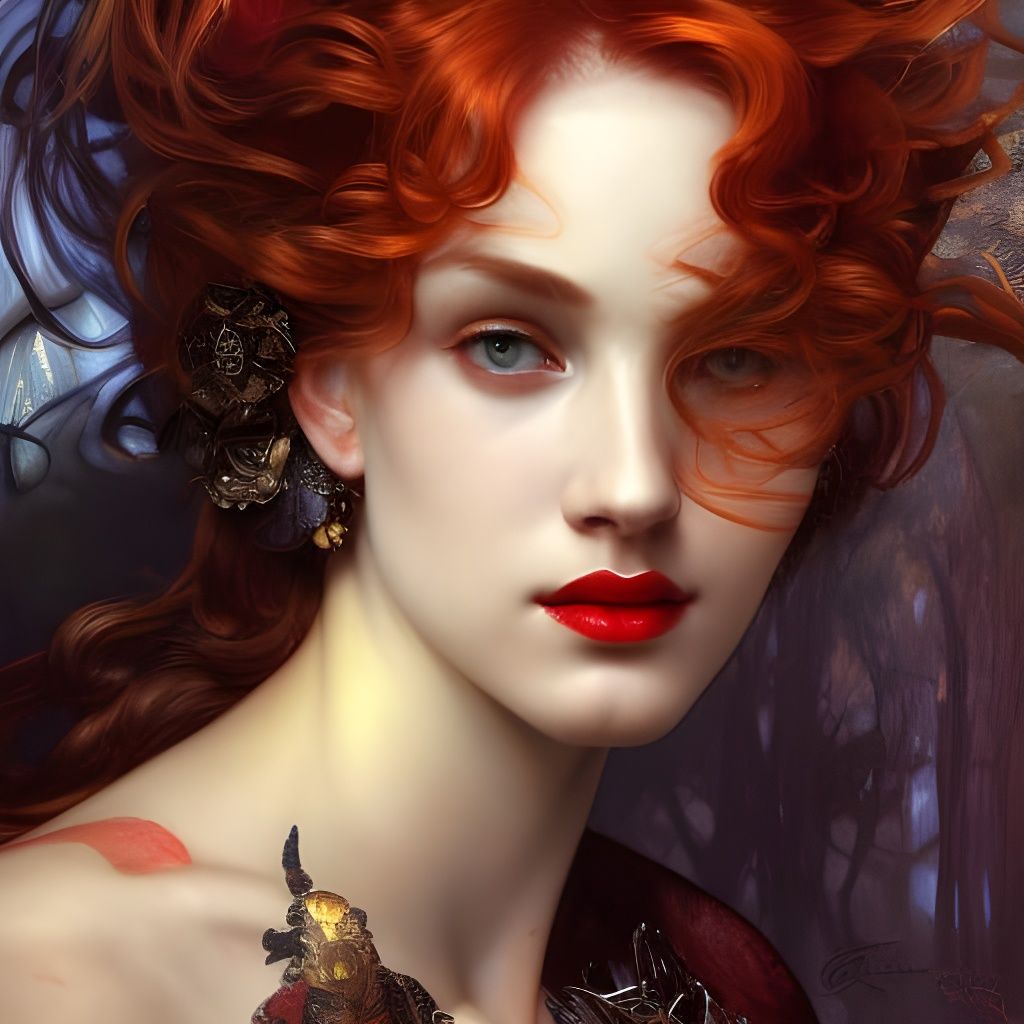 Stunning Redhead Portrait in Hyperdetailed Digital Art