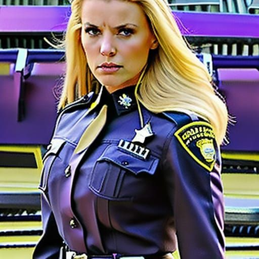 Serious Blonde Female Police Detective