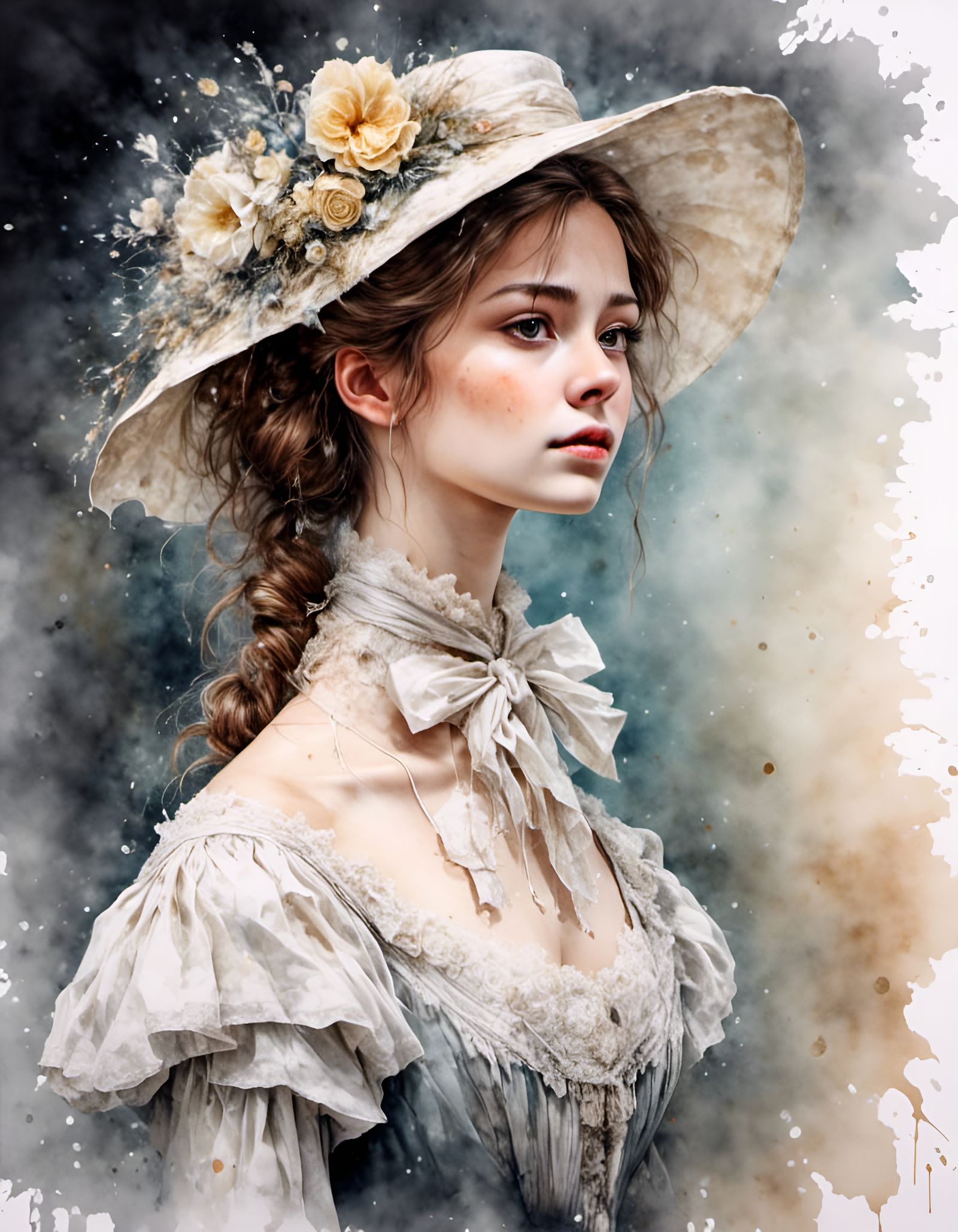 Victorian Woman in Loose Romantic Watercolor