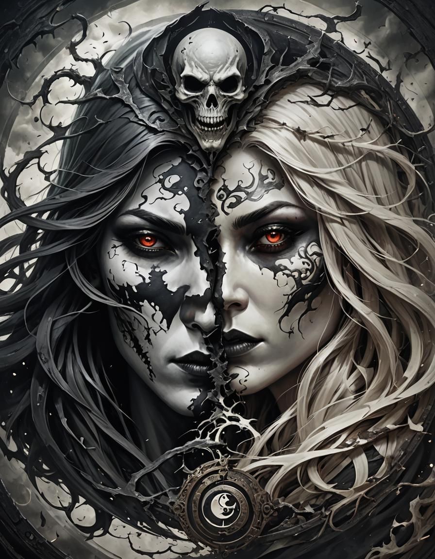 Yin and Yang: Death and Sylvanas Portrait