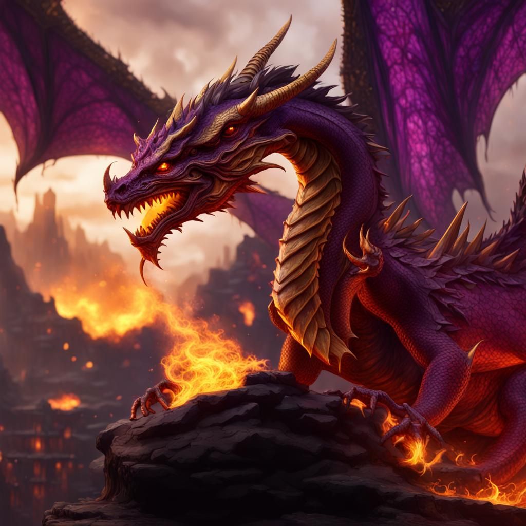 Hyperdetailed Fire Dragon in Dark Fantasy Concept Art