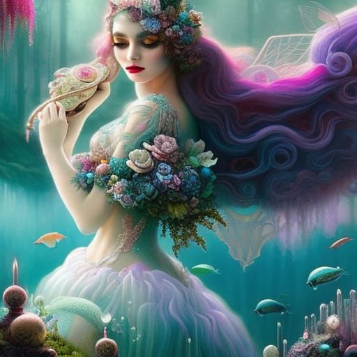 Maelstrom Mermaid Princess in Rococo Sugar Skull Style