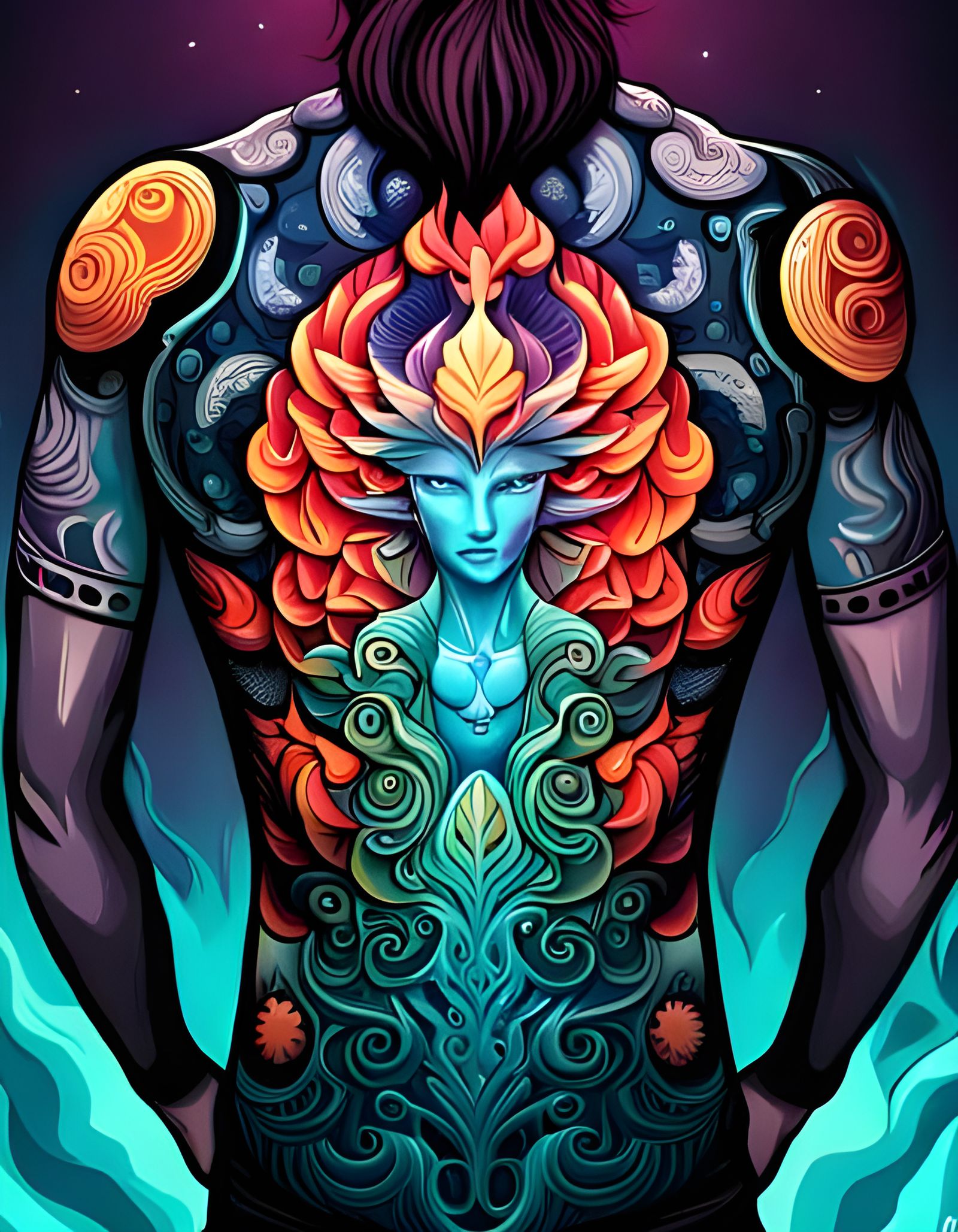 Full Back Tattoo of Meditation And Inner Peace (Continued)