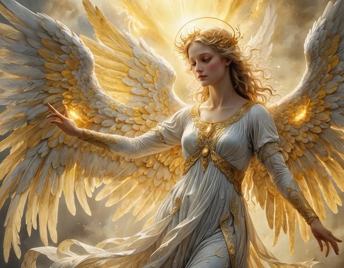 Radiant Six-Winged Angel in Divine Light