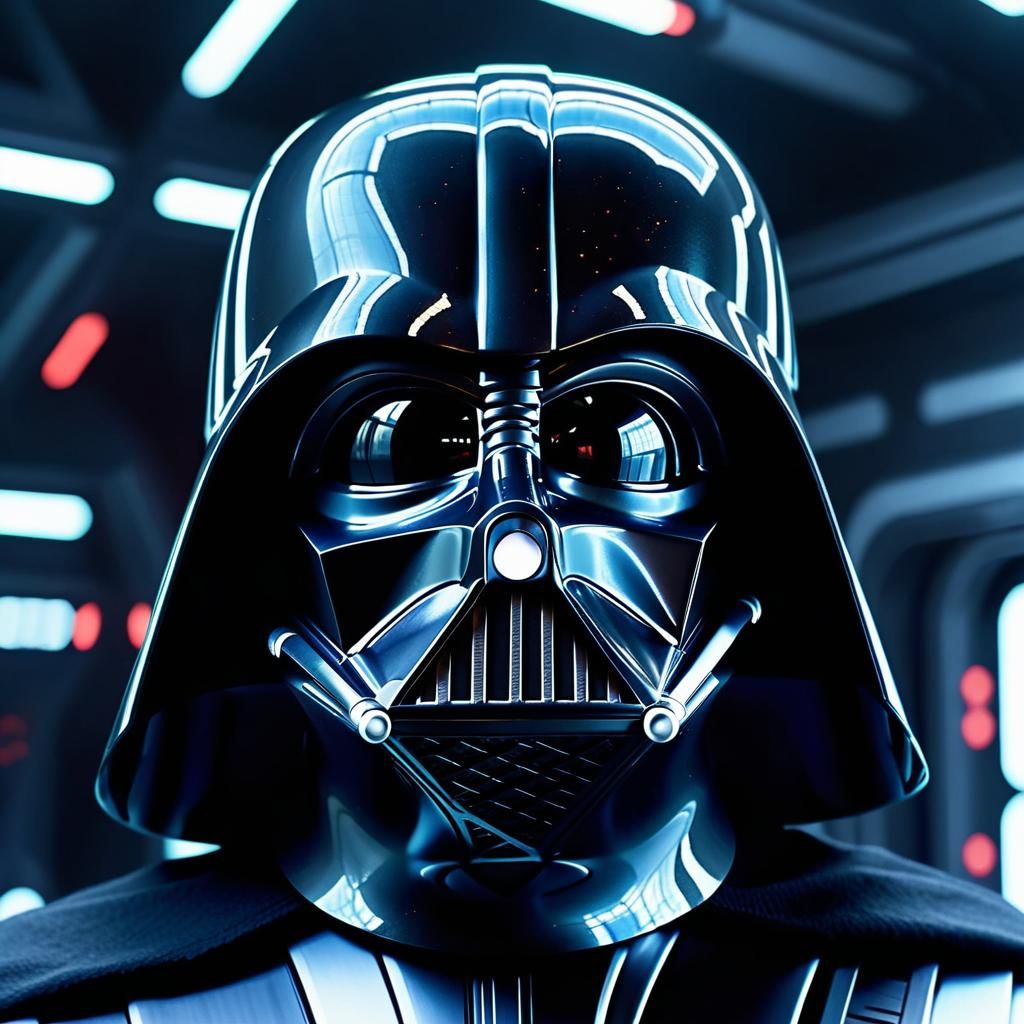 Darth Vader Close-Up in Futuristic Spaceship