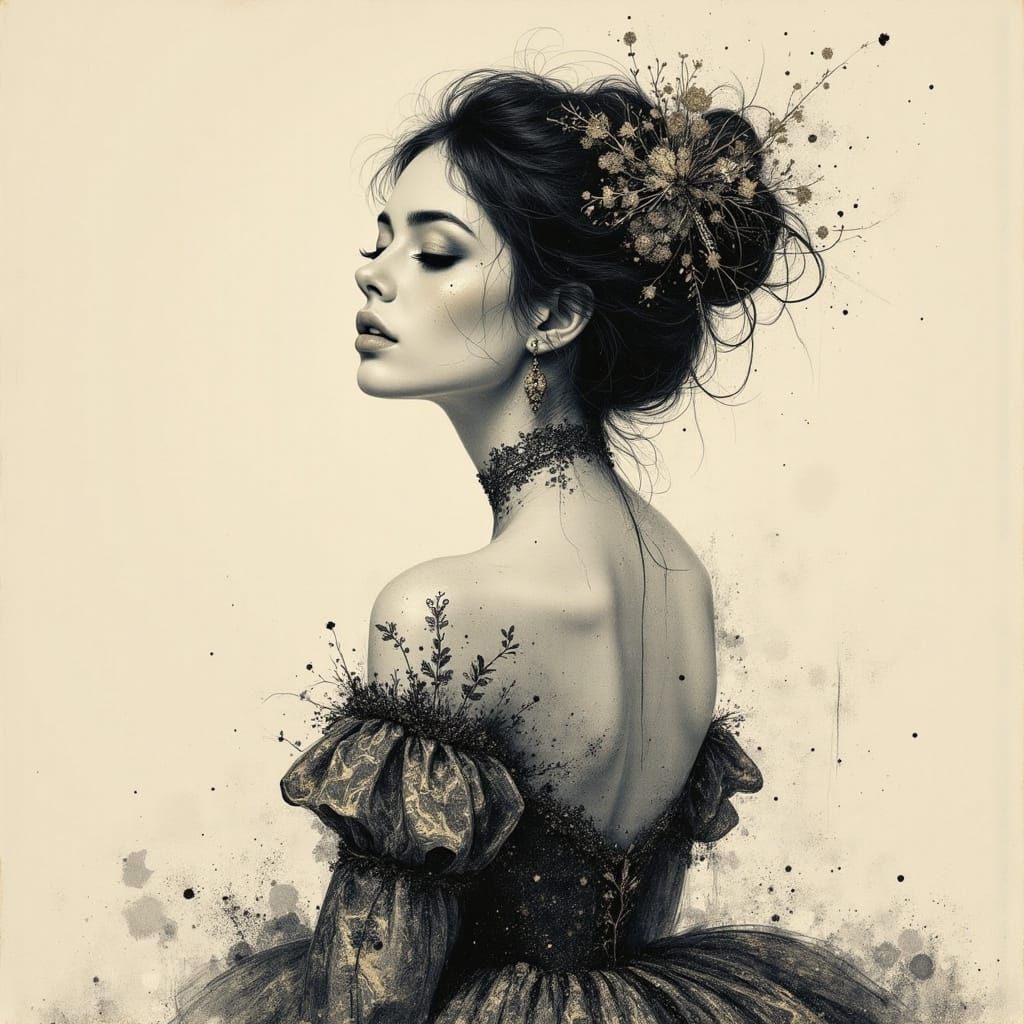 A Baroque Goddess in Charcoal Splendor