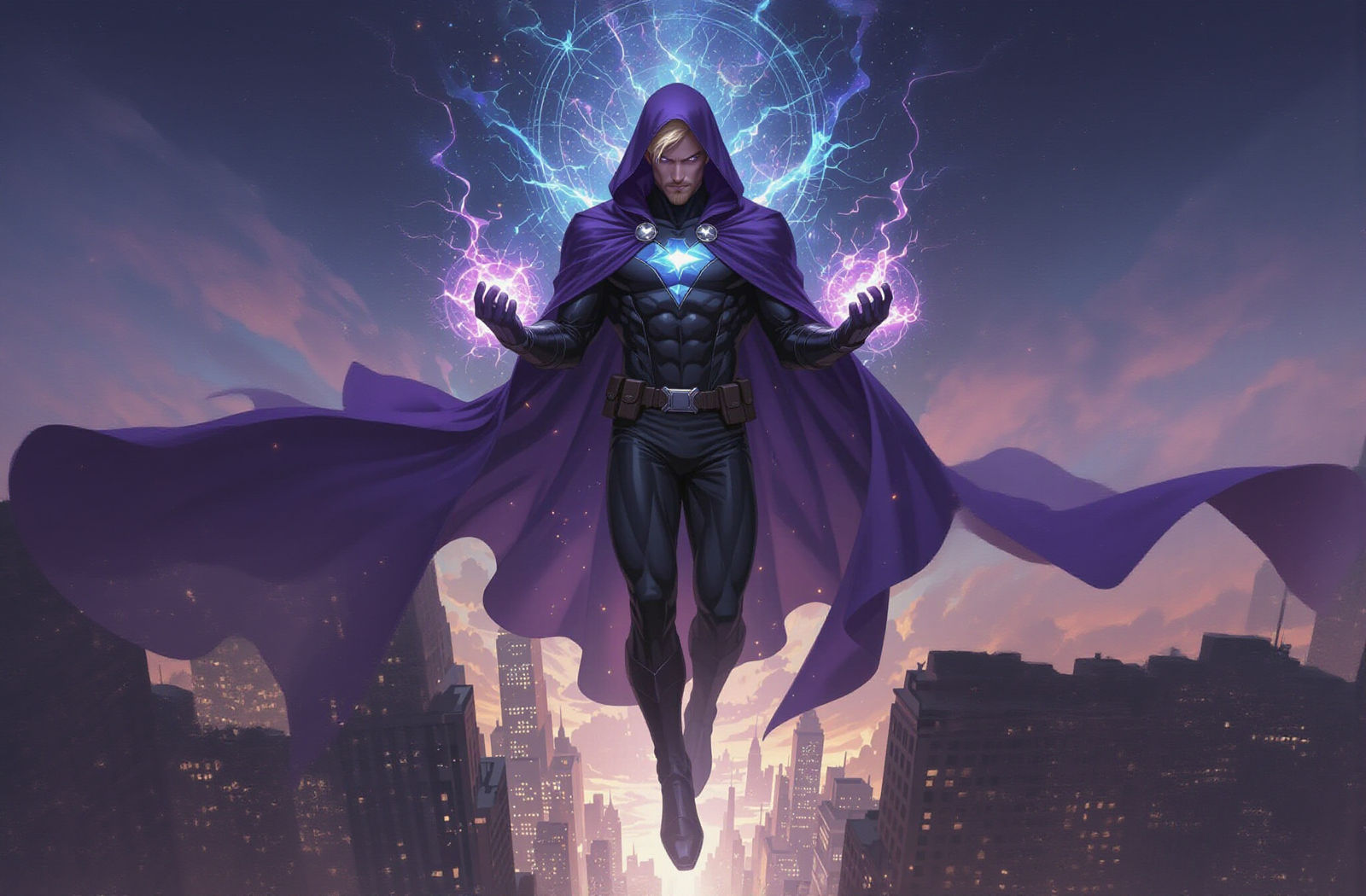 Nebula Superhero Emerging From Cosmic Portal