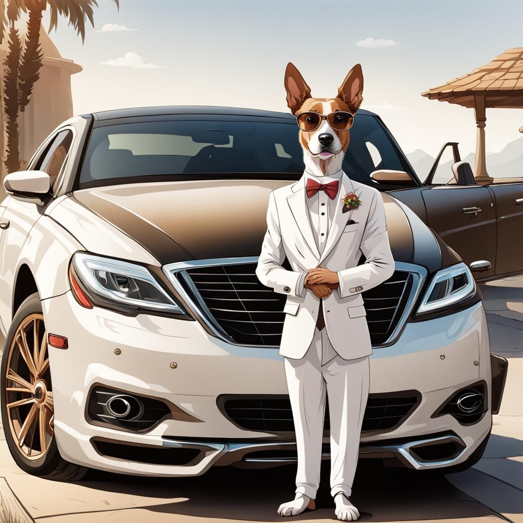 Dog Person Standing By Car