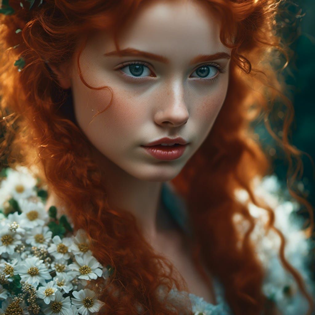 Close-up Portrait of Redhead Irish Girl