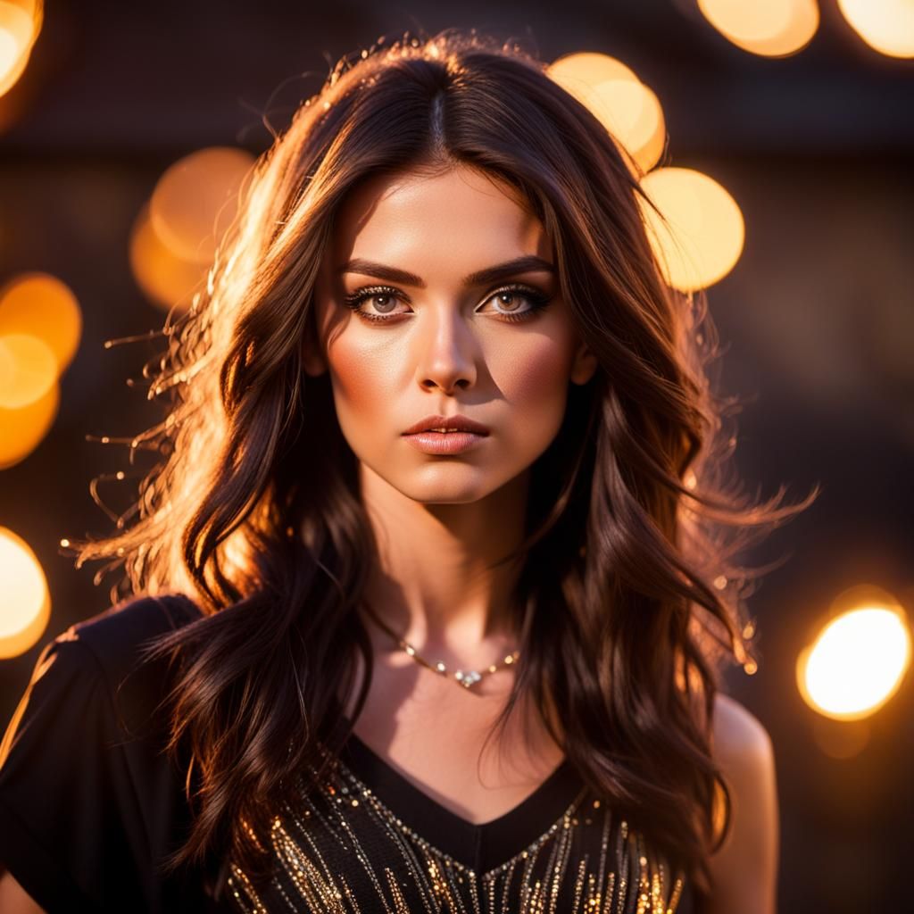 Stunning Brunette Rock Singer in Provocative Pose