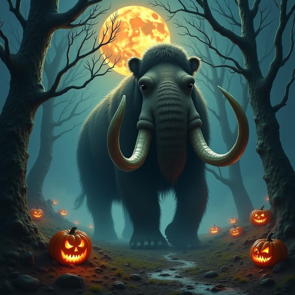 Halloween Mammoth in Mystical Forest