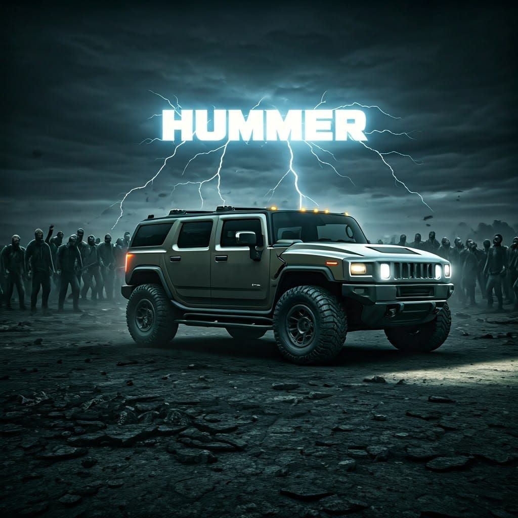 Hummer SUV Roars Through Zombie Apocalypse in Electric Light...