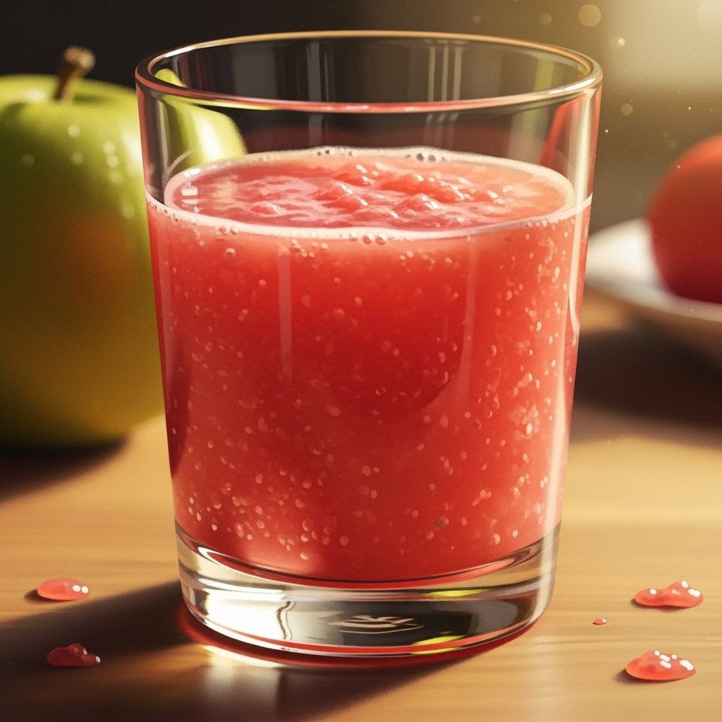 Realistic Juice Glass with Pulp in Golden Hour Light