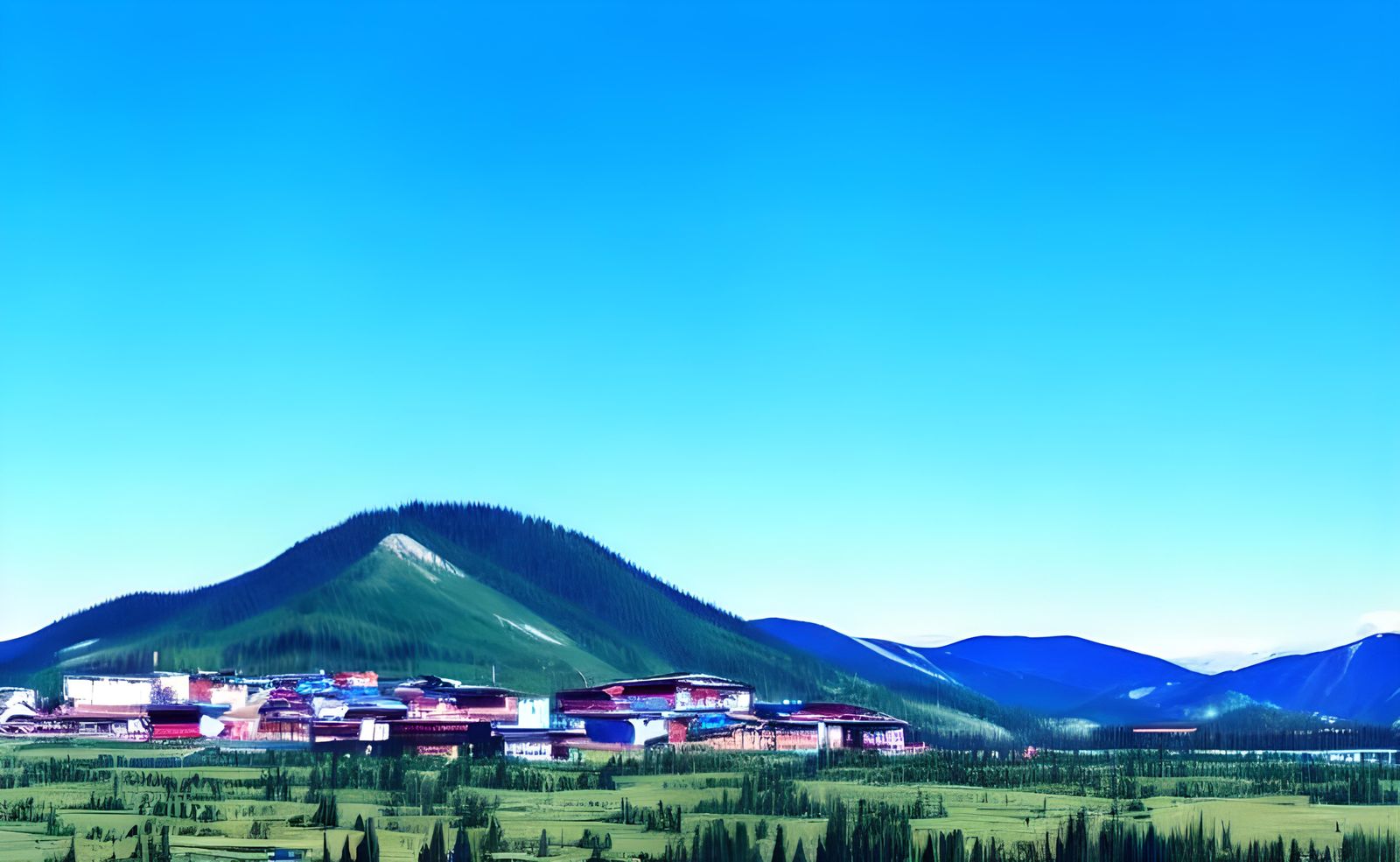 City in Buryatia: Mountainous Steppe Under Clear Skies