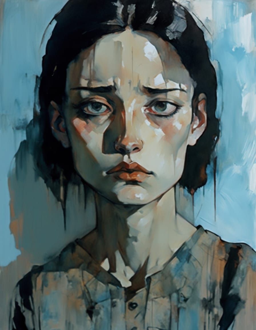 Brooding Woman: An Expressionist Portrait