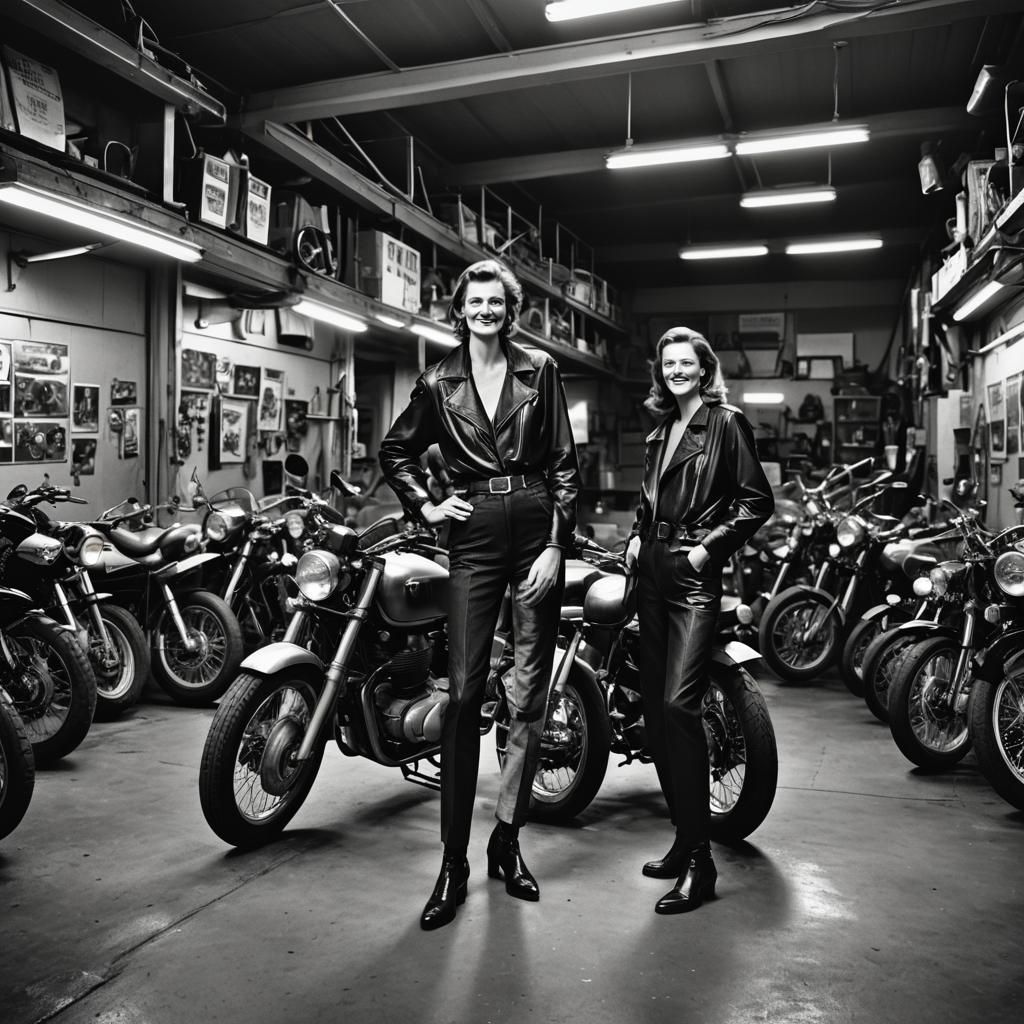 Helmut Newton Style Supermodel in Garage