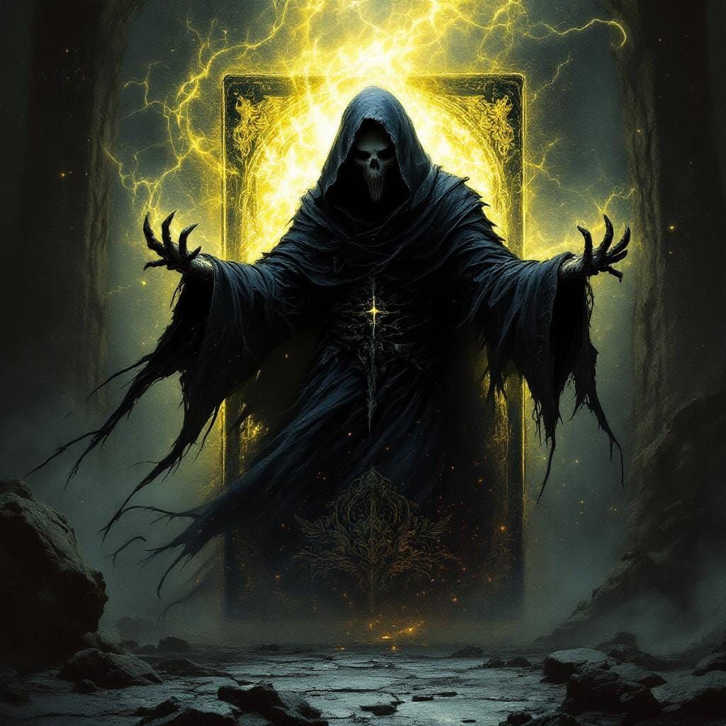 Grim Reaper Emerges from Magical Card