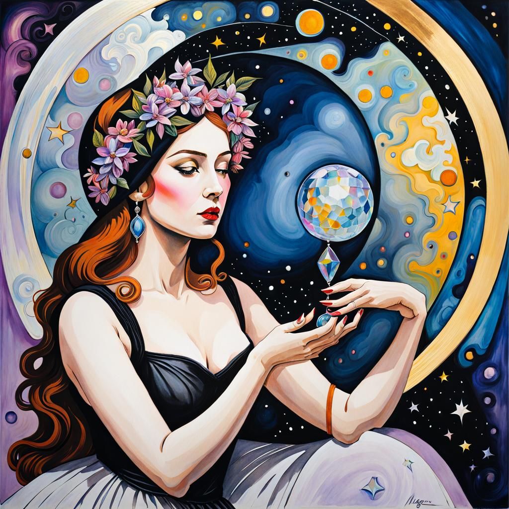 Surreal Goth Orc Witch in Gouache Oil Painting