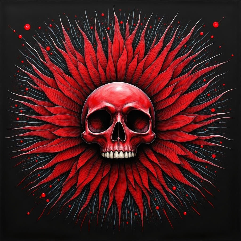 Red Splendor: Charcoal, Ink, and Vibrant Hues