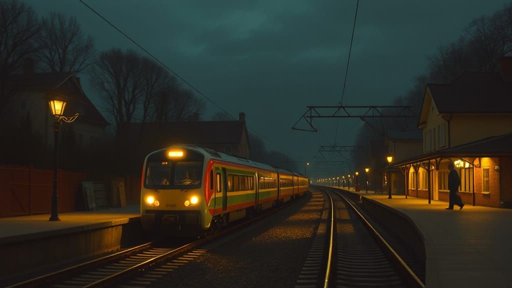Night Train in 19th Century Painting Style