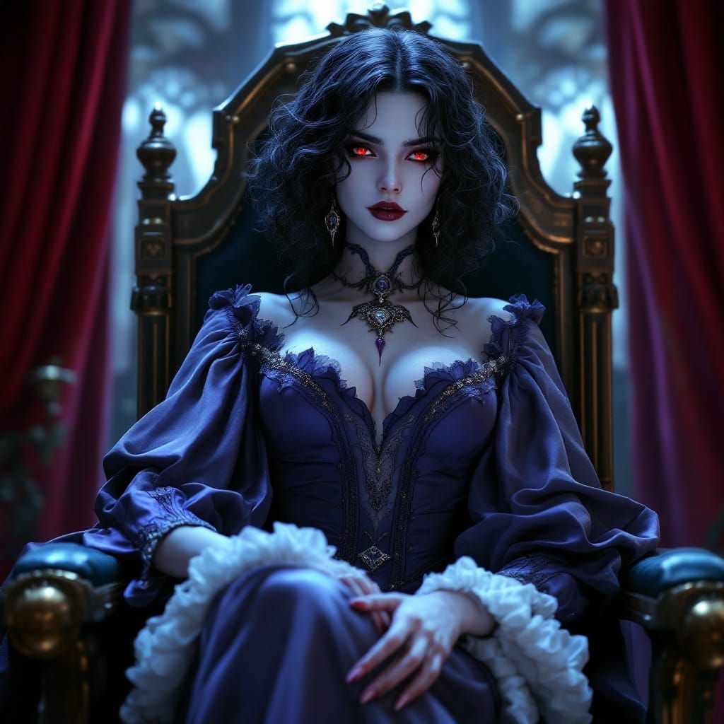 Regal Vampire Queen in Tudor Gown