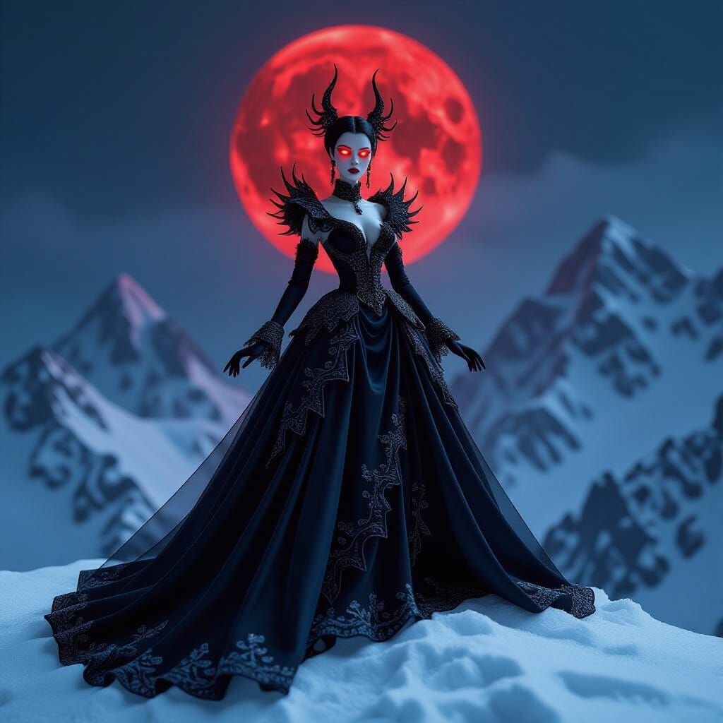 Gothic Dragon Doll on Snowy Peak