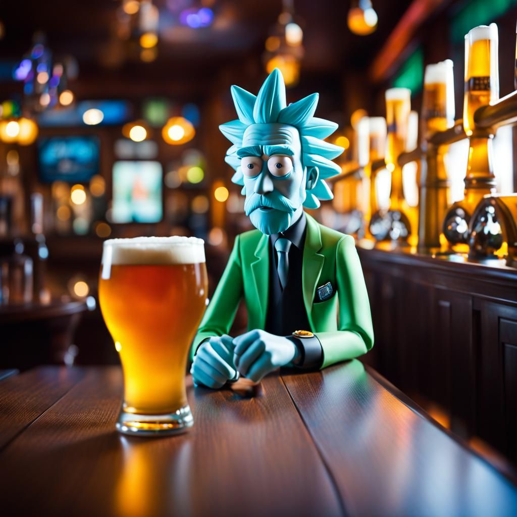 Rick Sanchez in a Futuristic Irish Pub