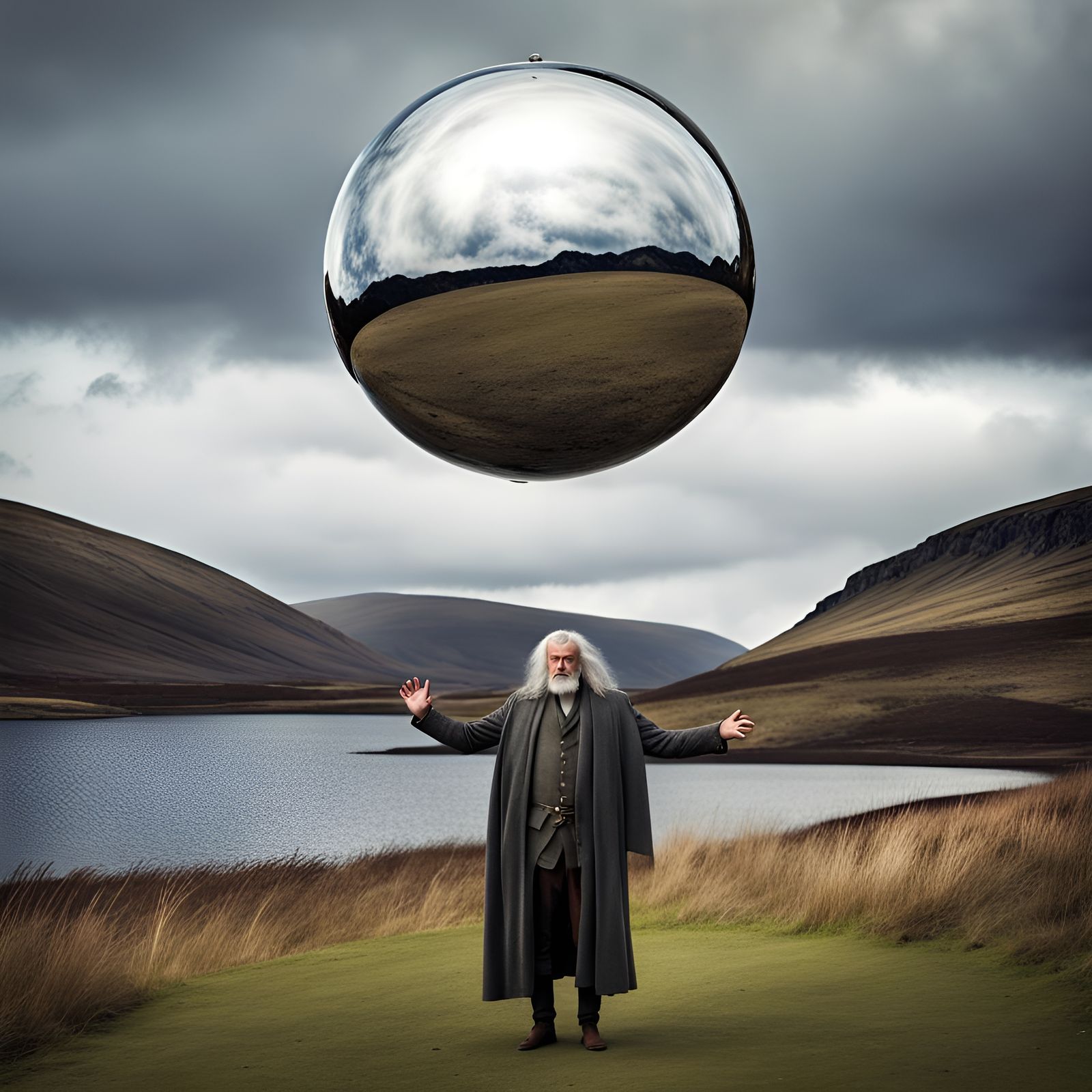 Scottish Man Levitates Chrome Sphere in Scotland