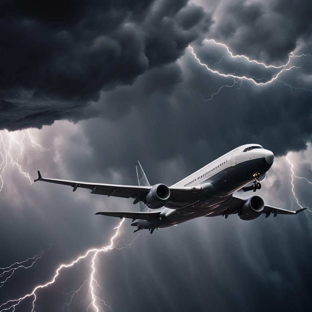 a highly detailed image of an airplane soaring through the s...