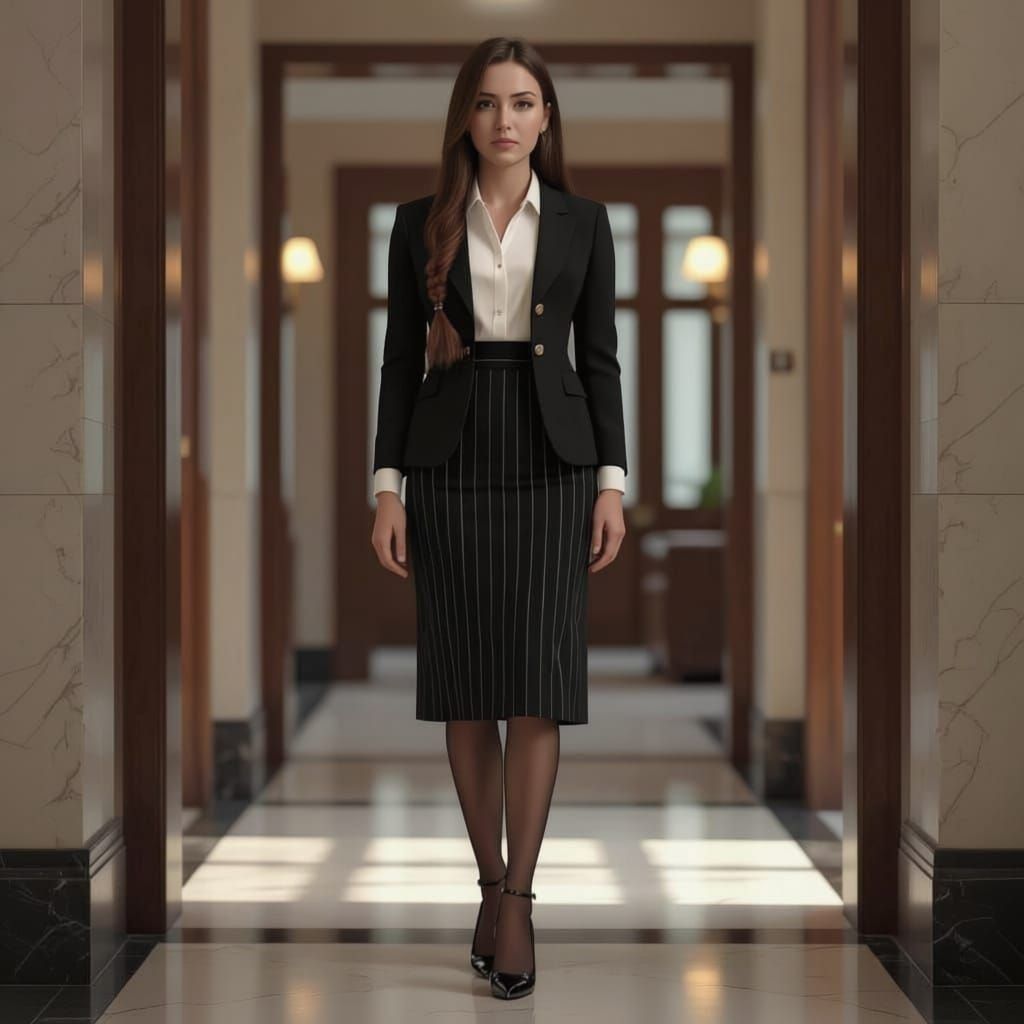 Elegant 1930s Woman in Pinstripe Suit, Concept Art