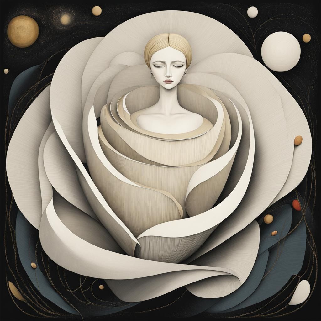 Minimalist Surrealism: Woman in Art Brut Style