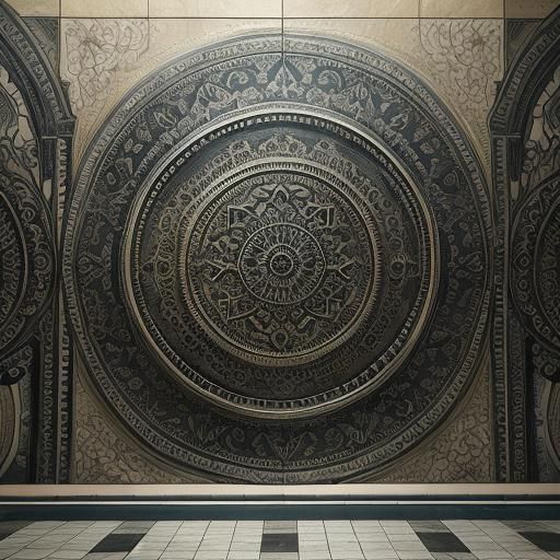 Detailed Tile Art Mural in HDR