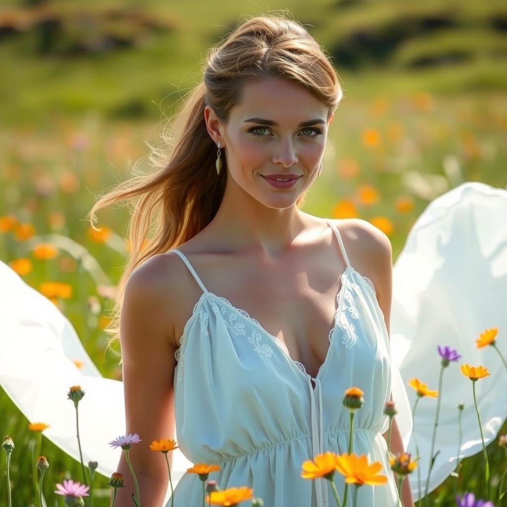 Mari the Basque Goddess in Summer Meadow