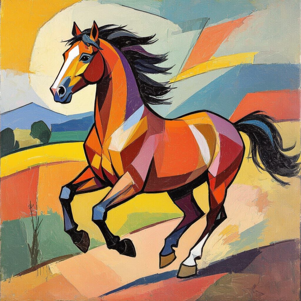 Futuristic Horse in Motion with Vibrant Colors