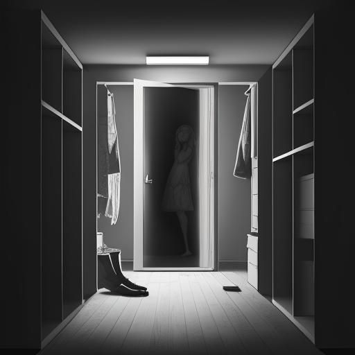 Hyperdetailed Charcoal Drawing: Hiding in a Dark Closet