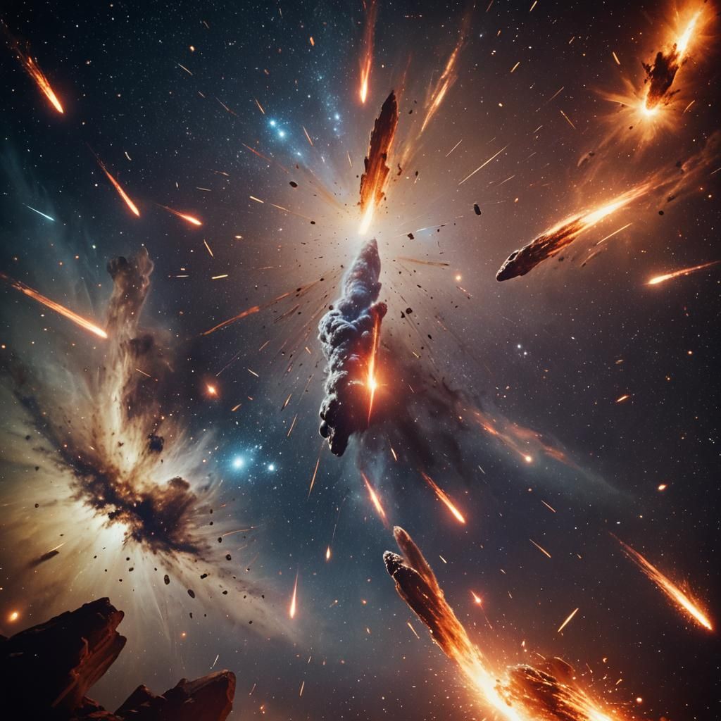 Dramatic Comets Streaking Across Space in Film Aesthetic