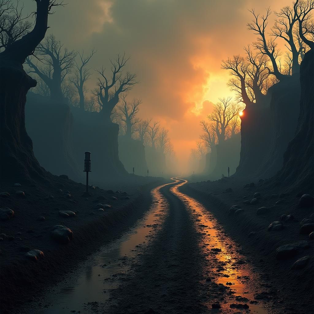 Apocalyptic Highway in Ethereal Hellscape, Unreal Engine 5