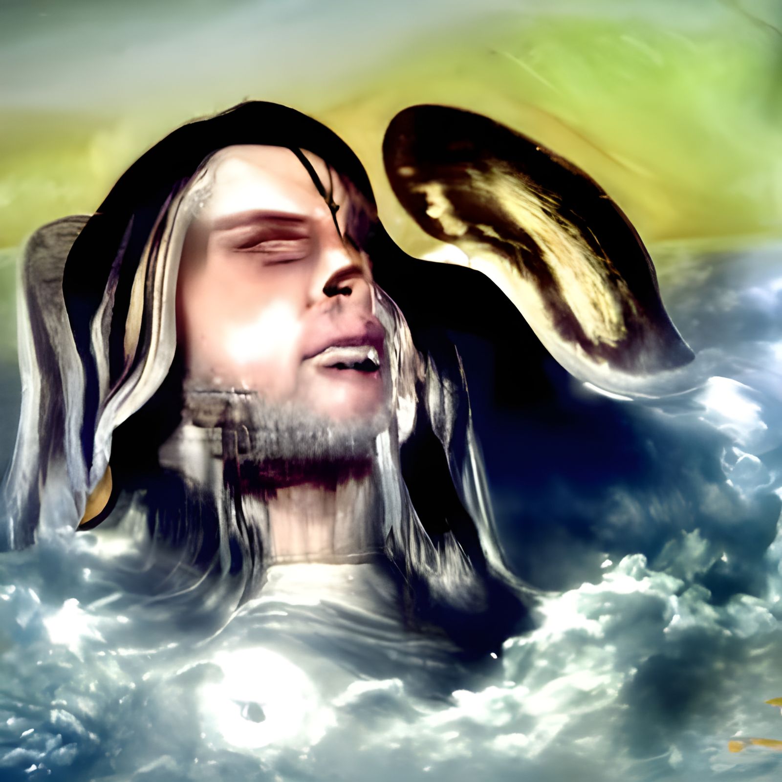 Surreal Biomechanical Figure Bathed in Divine Light