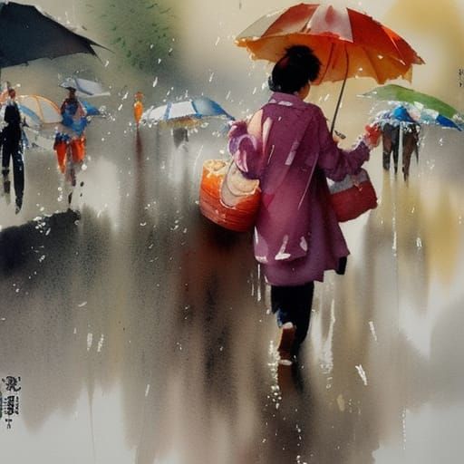 Rainy watercolor Lin Ching Che