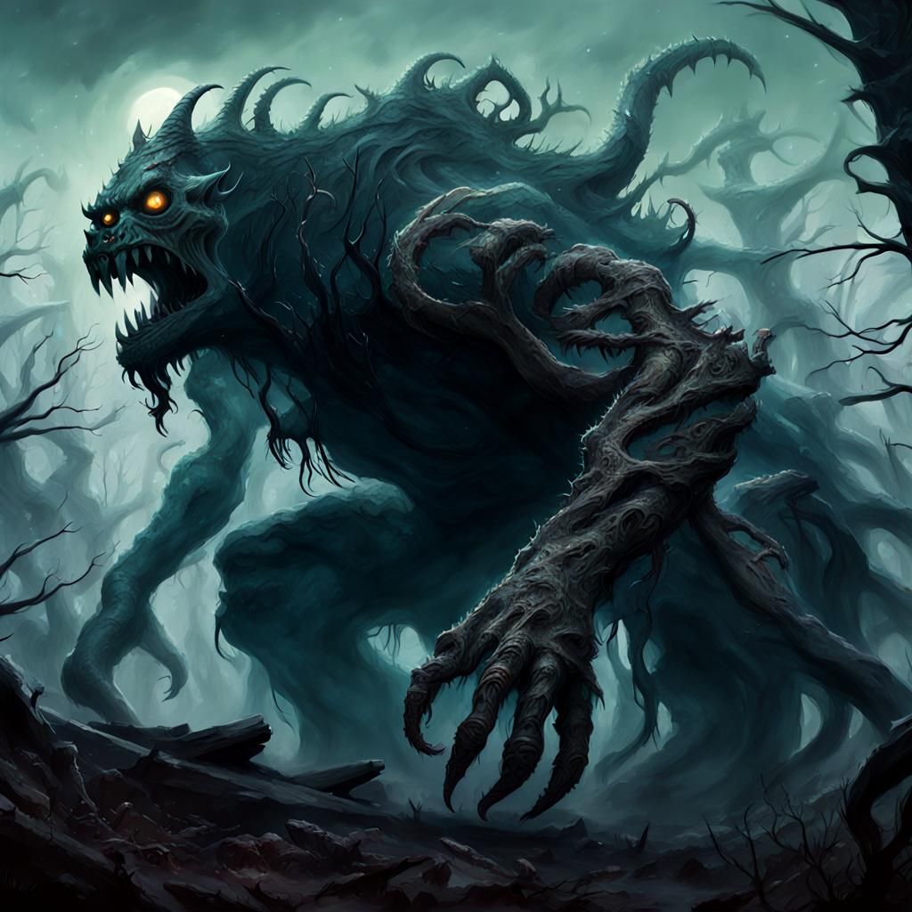 Grotesque Horror Monster in Dark Fantasy Art