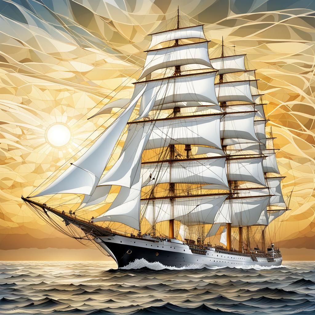 Gorch Fock Sails into Dawn: Photorealistic Ship