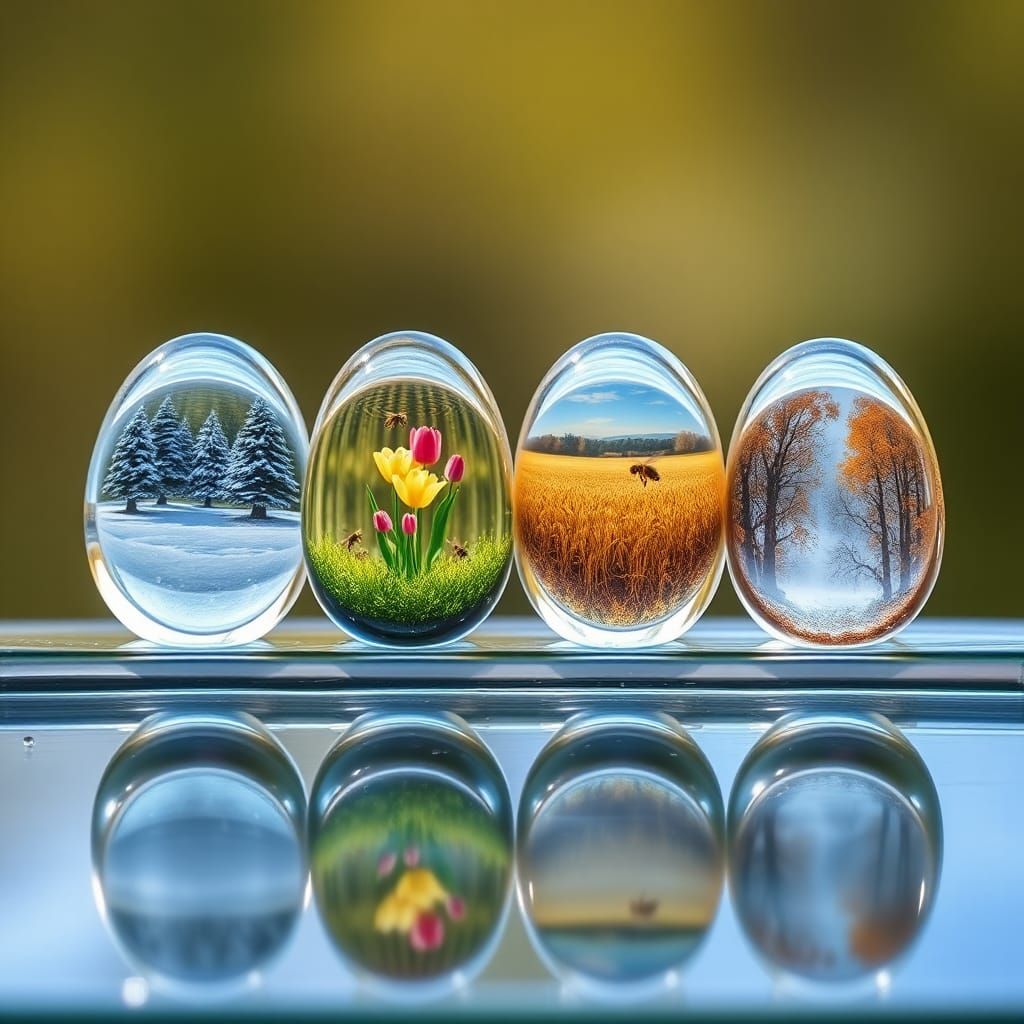 Four Seasons Encapsulated in Water Droplets