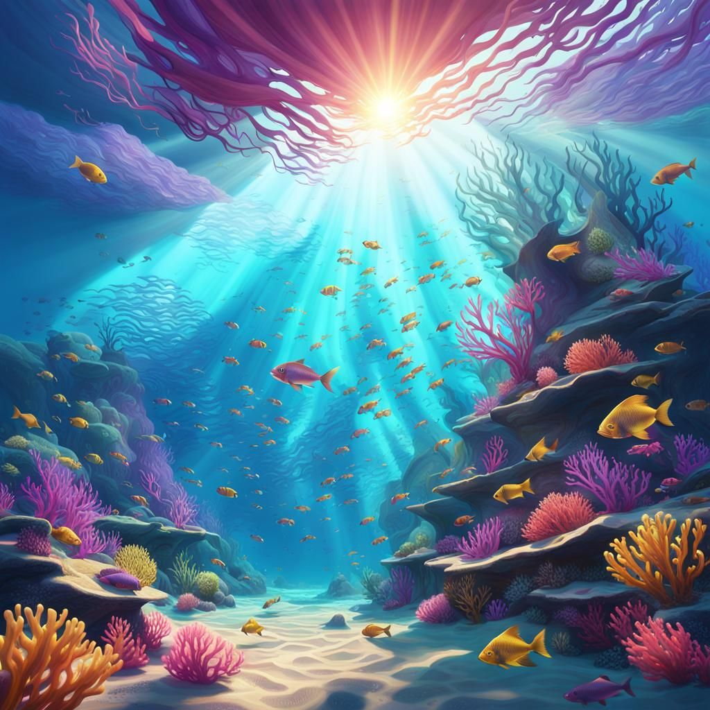 Glowing Coral Reefs Under the Sea: Digital Matte Painting