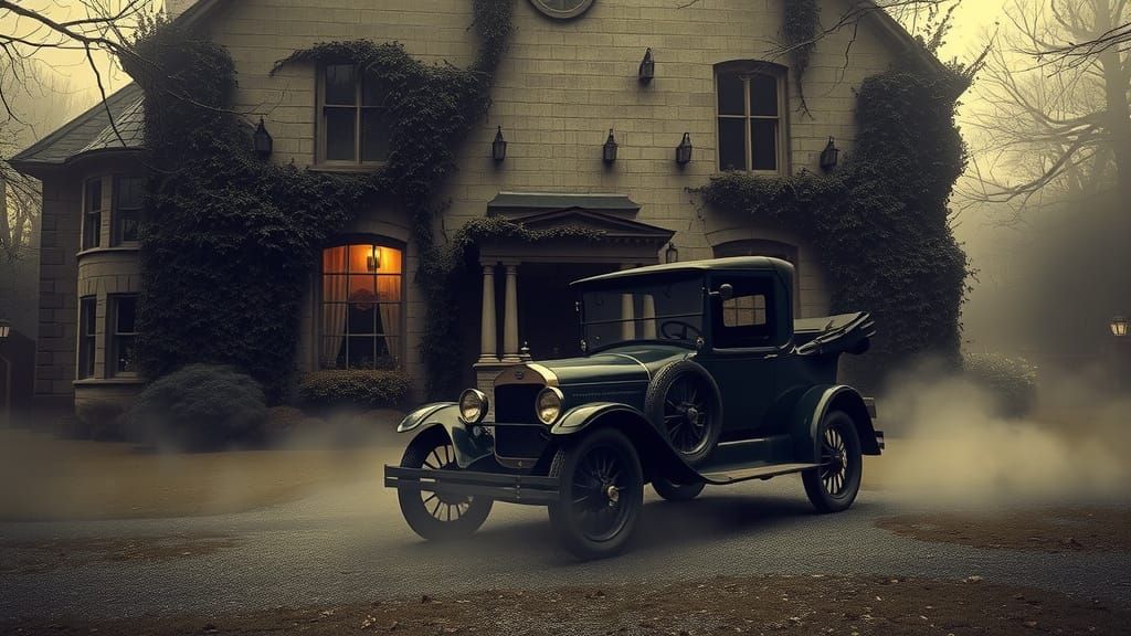 Ford Model T in Foreboding Sepia-Toned Landscape