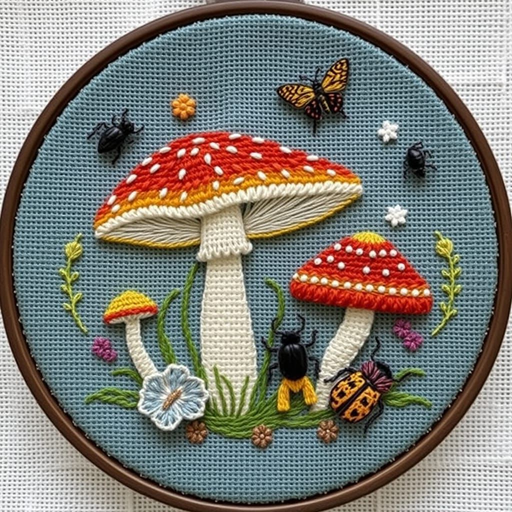 mushrooms and beetles