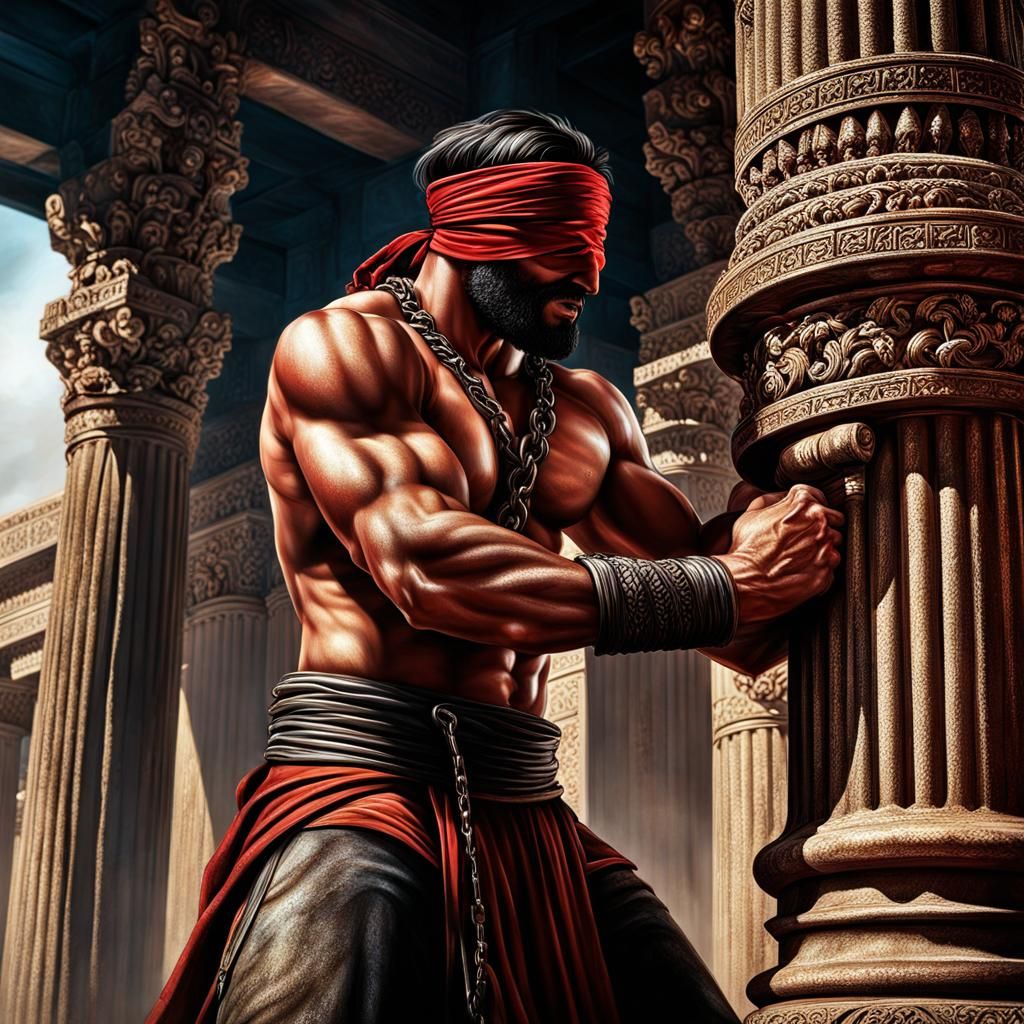 Blinded Samson prays to God