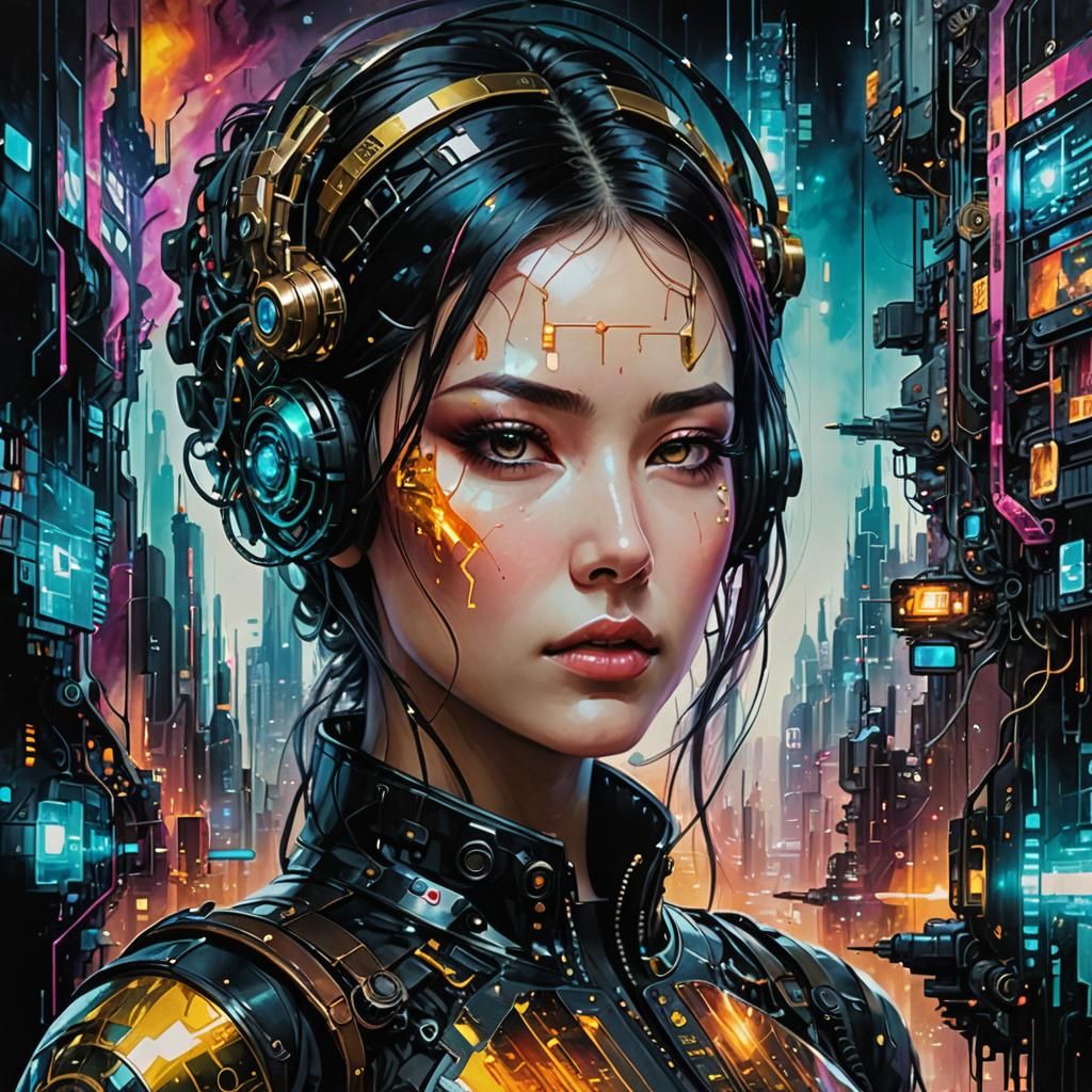Surreal Cyberpunk World of Fantasy in Mixed Media