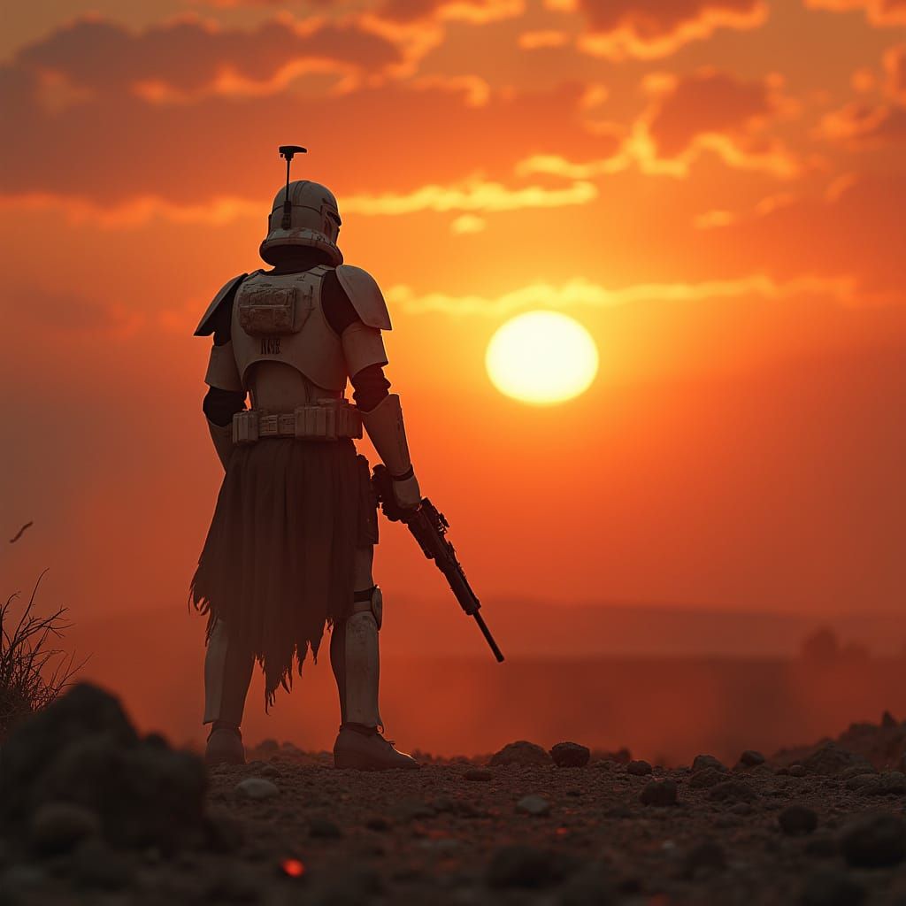 Clone Trooper Silhouette on Alien Planet