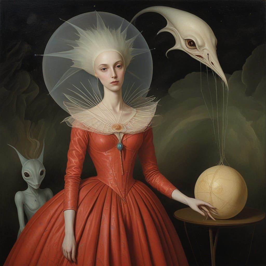 Baroque Alien Princess in a Dreamlike Landscape